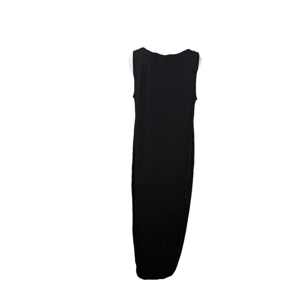 Eileen Fisher Knit Sleeveless Dress Black Round Neck Midi Length Size Medium - Picture 3 of 6